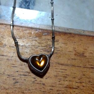 ❤️ Brighton Amber colored heart pendant necklace